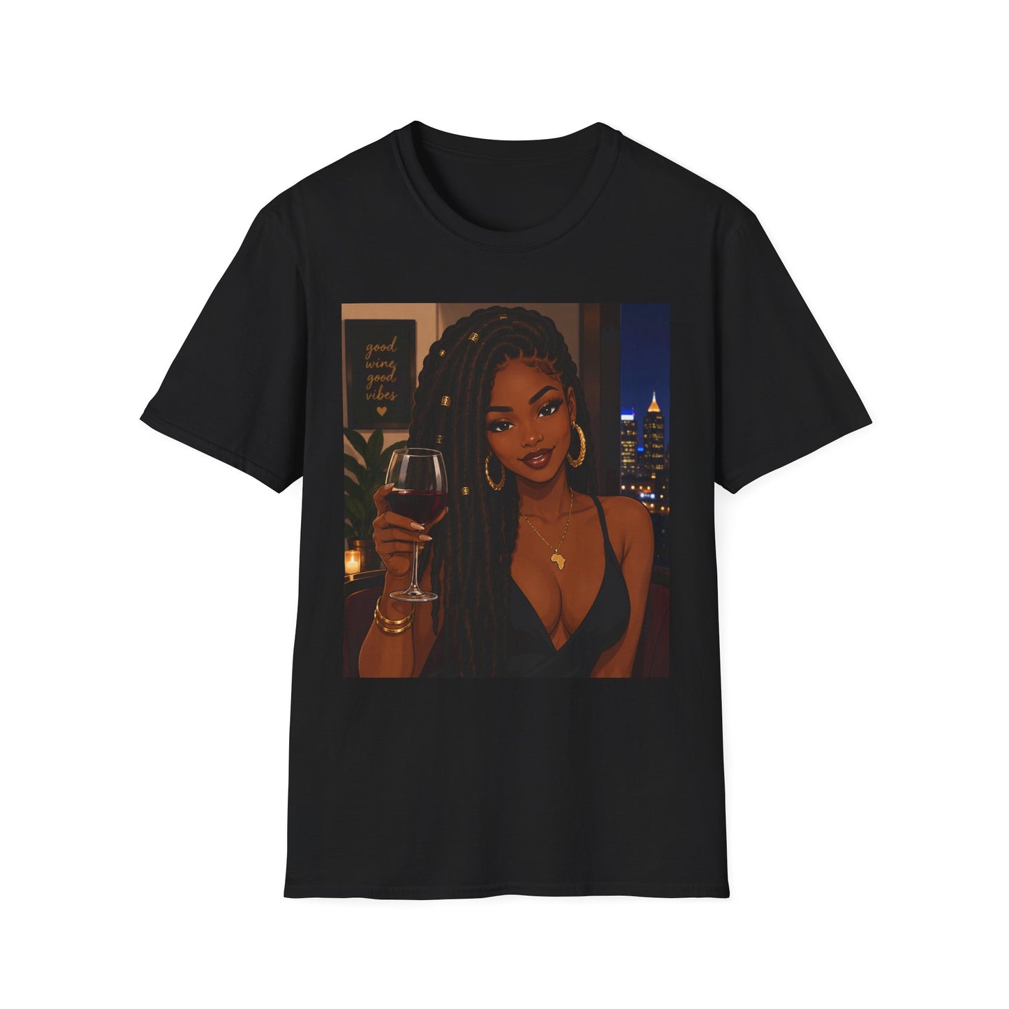 Black Woman Night Out Wine T-Shirt